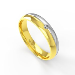 Aliança Ouro 18K com 1 Brilhante 4,5mm C733R