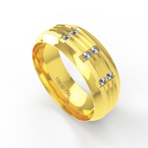 Aliança Ouro 18K com 6 Brilhantes 7,5mm C734