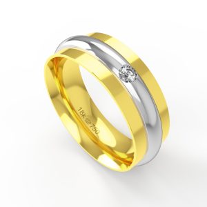 Aliança Ouro 18K com 1 Brilhante 7mm C736R