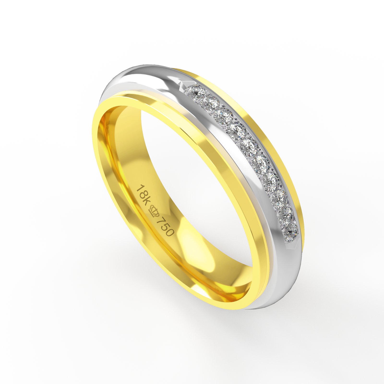 Aliança Ouro 18K com 10 Brilhantes 5mm C750R