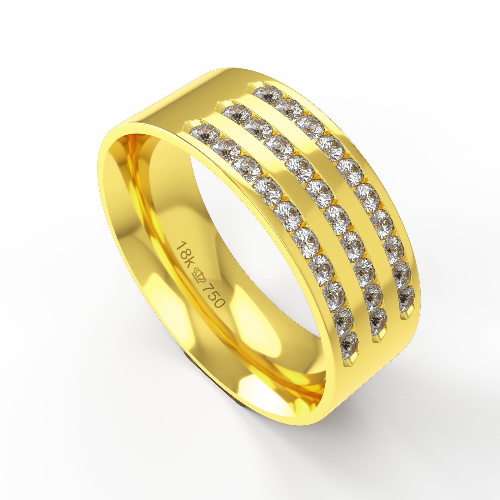 Aliança Ouro 18K com 30 Brilhantes 7,5mm C752R