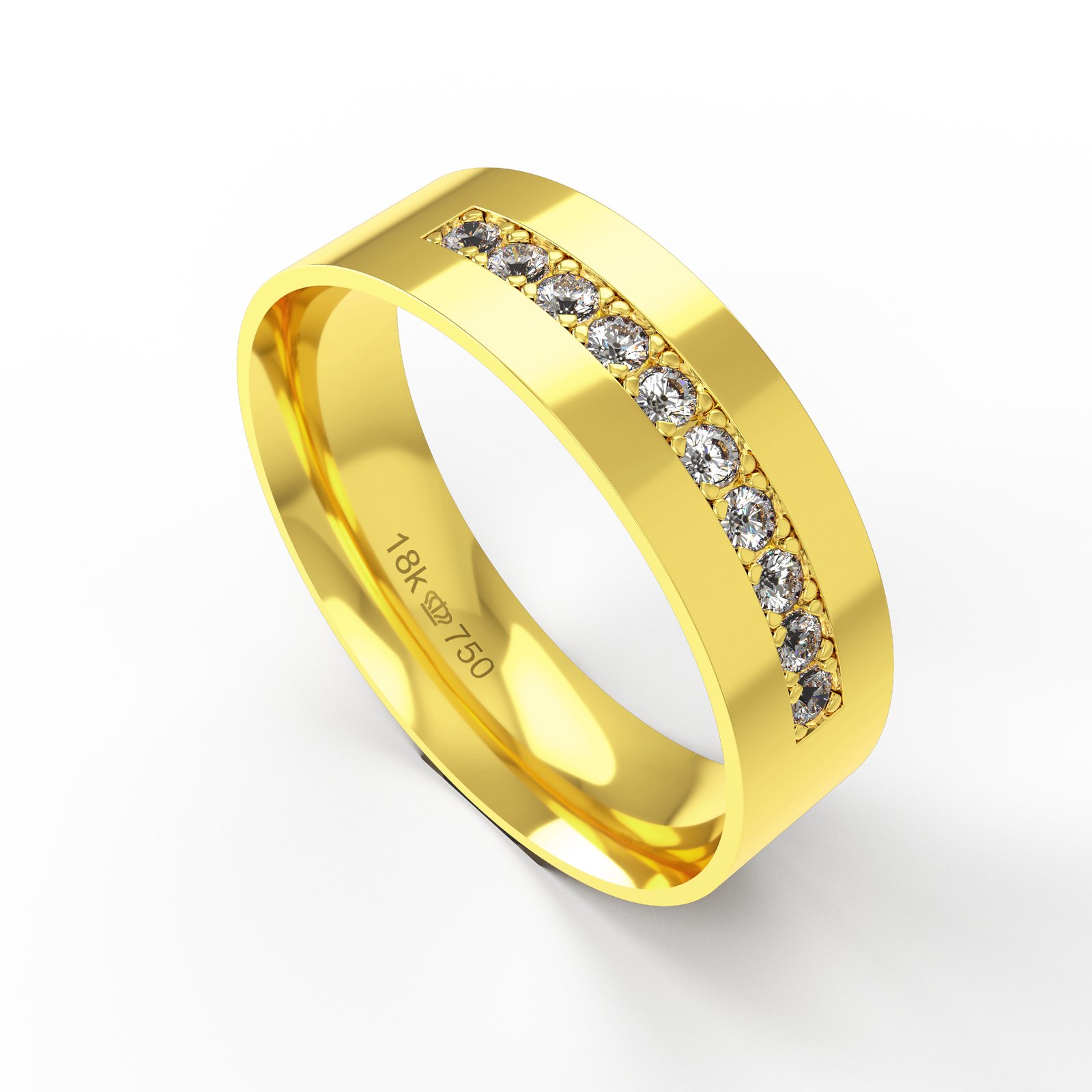 Aliança Ouro 18K com 10 Brilhantes 6mm C759RE