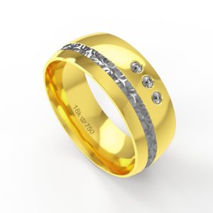 Aliança Ouro 18K com 3 Brilhantes 7,8mm C764R