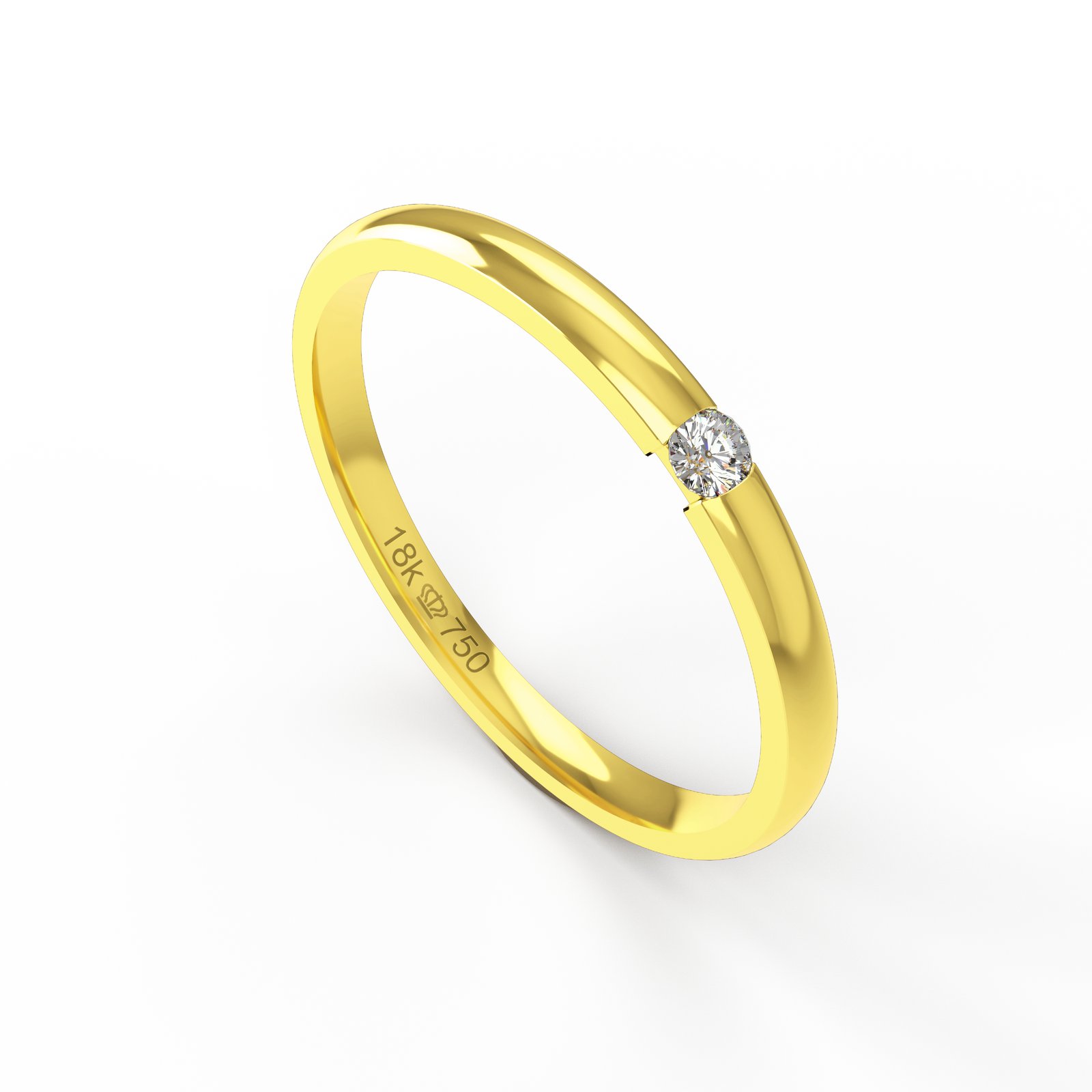 Aliança Ouro 18K com 1 Brilhante 2mm C768R