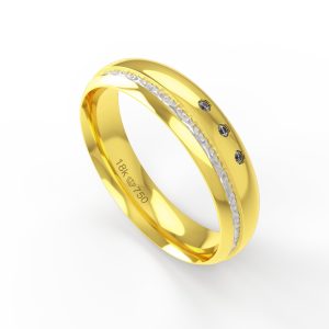 Aliança Ouro 18K com 3 Brilhantes 5mm C770R