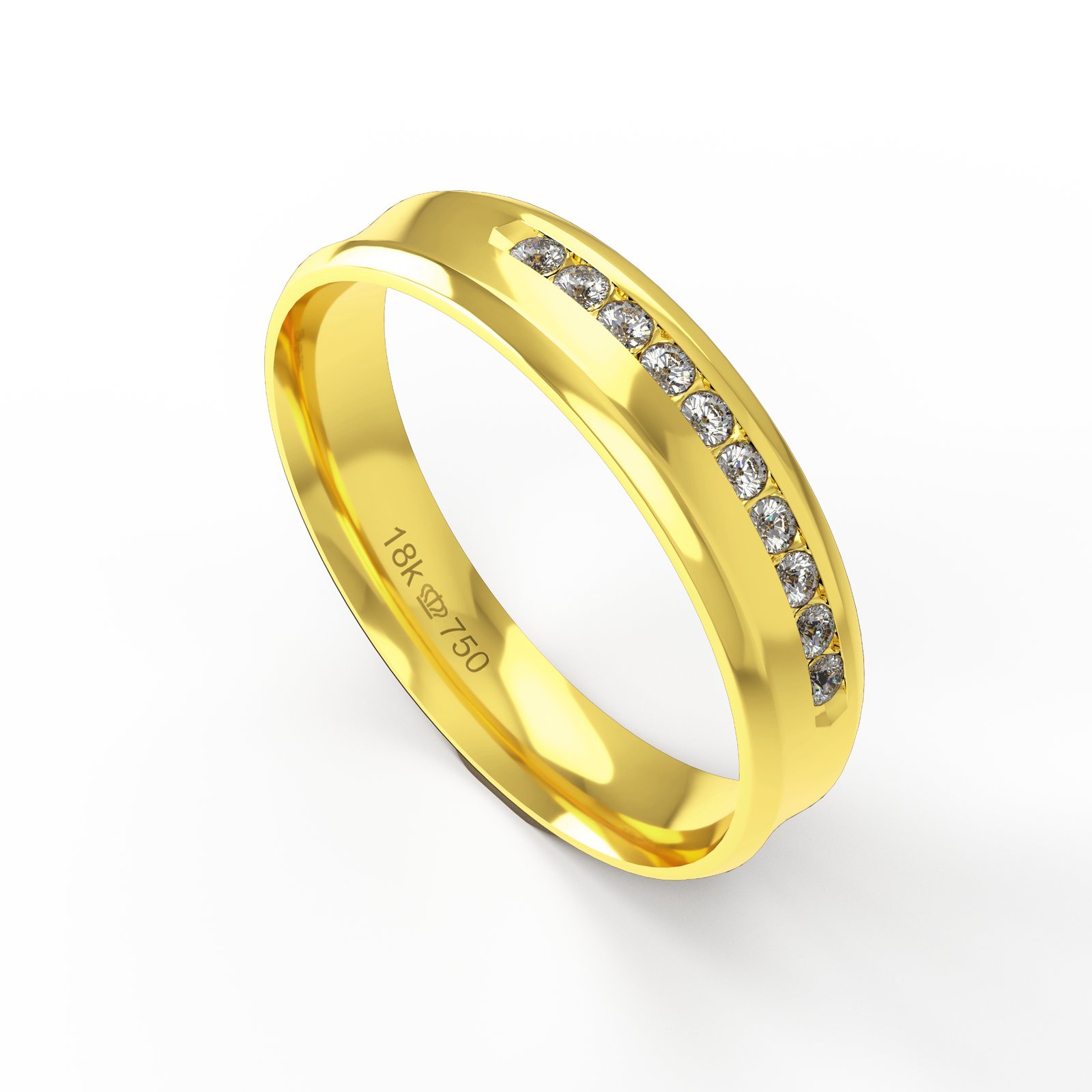 Aliança Ouro 18K com 10 Brilhantes 4,5mm C778R