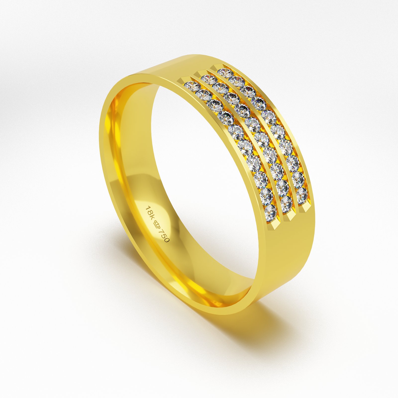 Aliança de Casamento com 30 Brilhantes Ouro 18K 5,5mm C790R