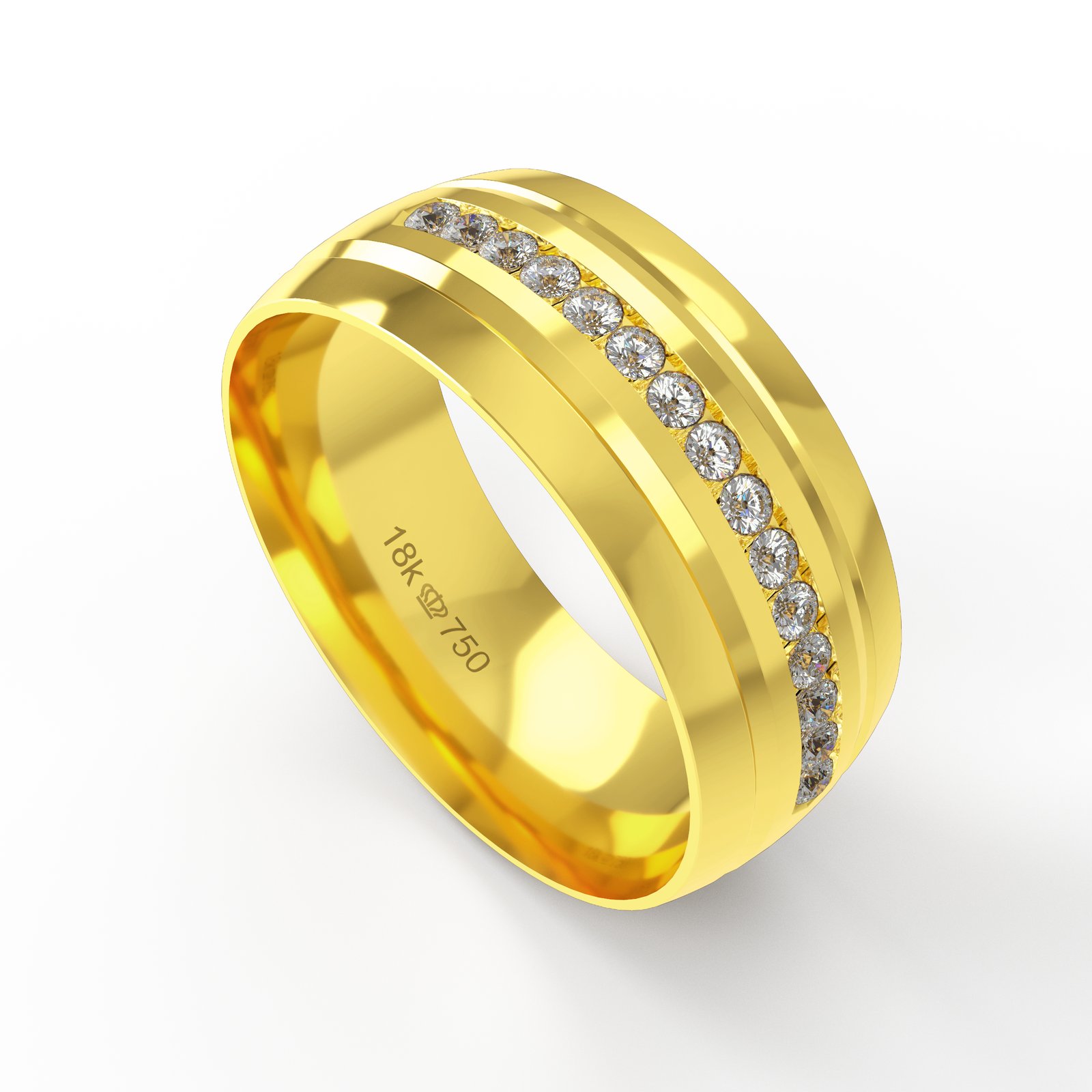 Aliança Ouro 18K com 15 Brilhantes 8mm C791R
