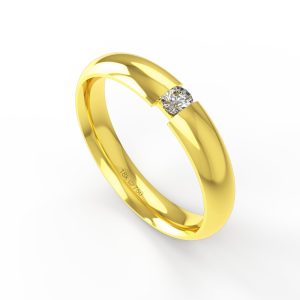 Aliança Ouro 18K com 1 Brilhante 4mm C901R