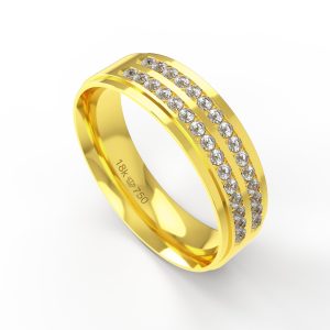 Aliança Ouro 18K com 30 Brilhantes 6mm C921R