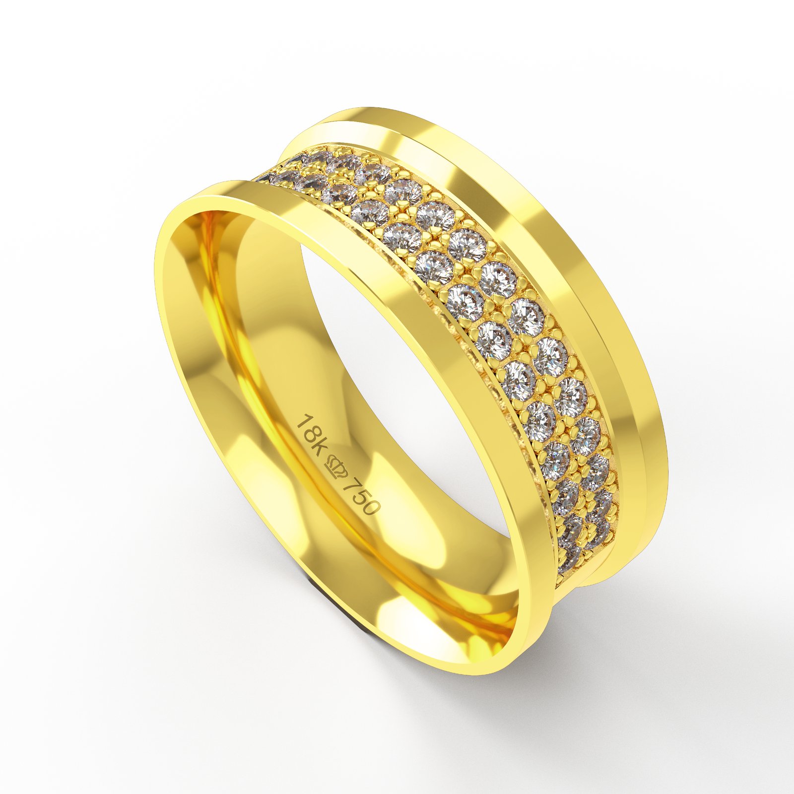 Aliança Ouro 18K com 30 Brilhantes 7,5mm C923R