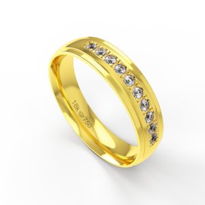 Aliança Ouro 18K com 10 Brilhantes 5mm C924R