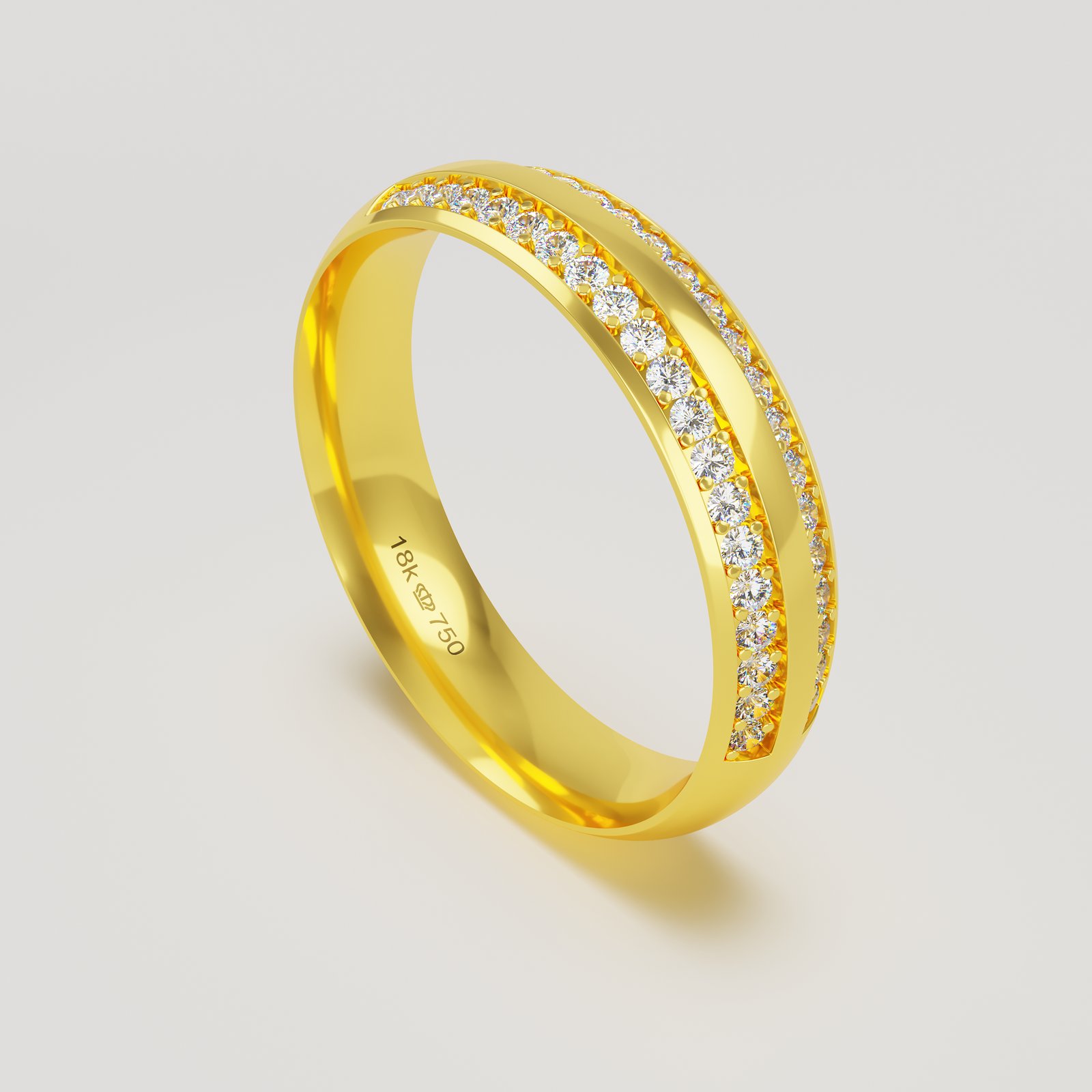 Aliança Ouro 18K com 40 Brilhantes 4,8mm C927R