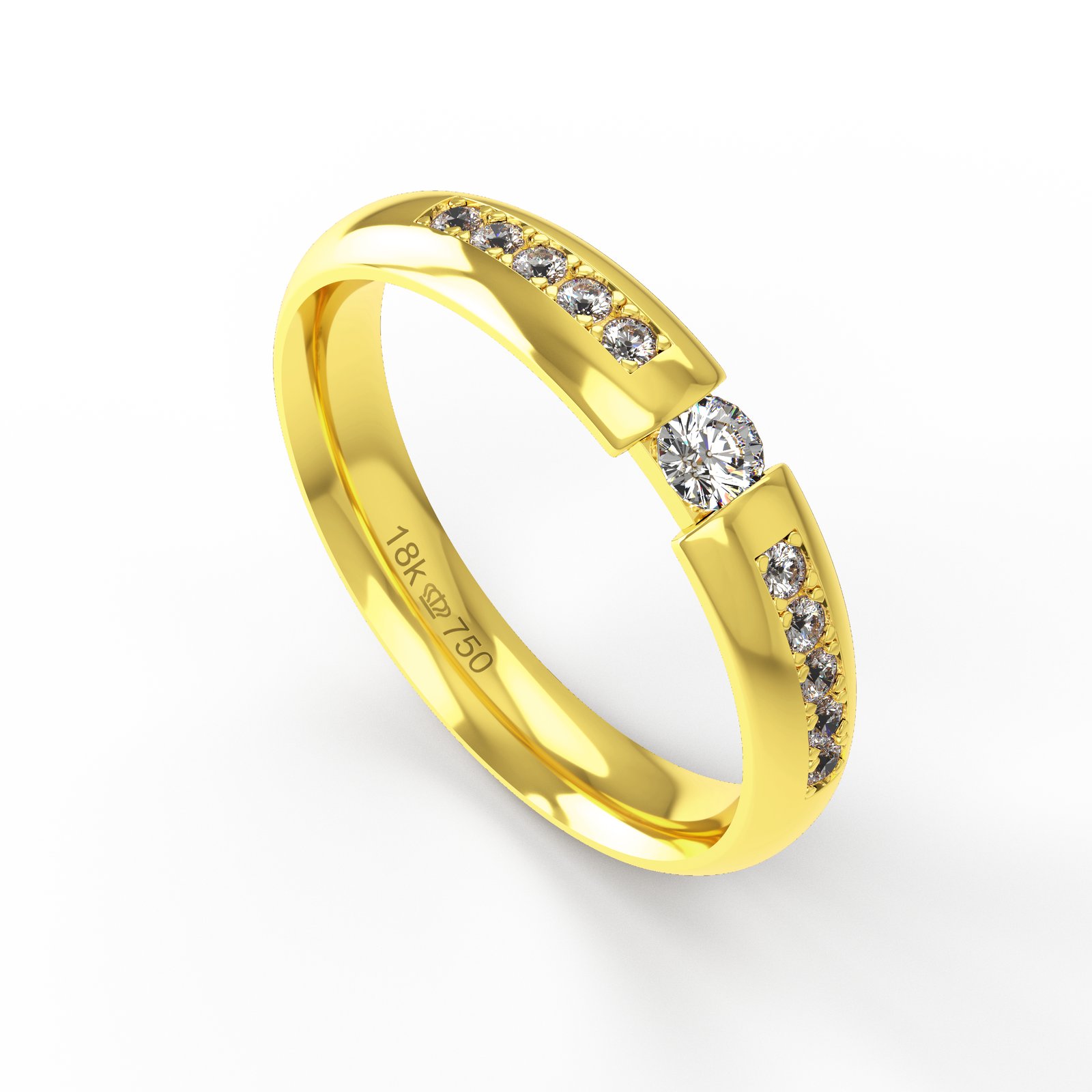 Aliança Ouro 18K com 11 Brilhantes 4mm C930R