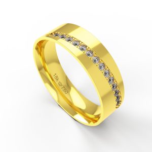 Aliança Ouro 18K com 14 Brilhantes 6mm C934R