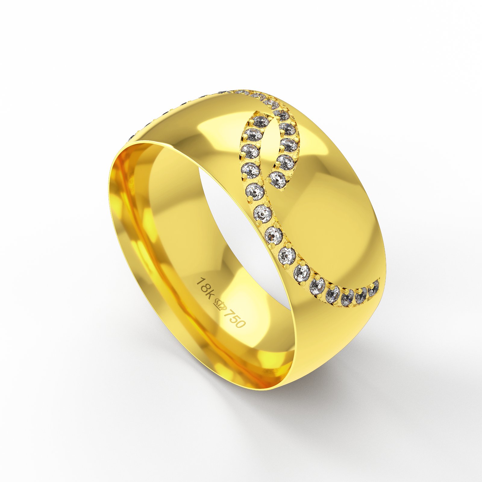 Aliança Ouro 18K com 28 Brilhantes 9mm C935R