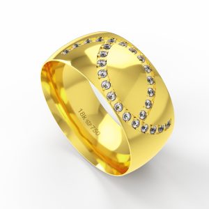 Aliança Ouro 18K com 26 Brilhantes 9mm C936R