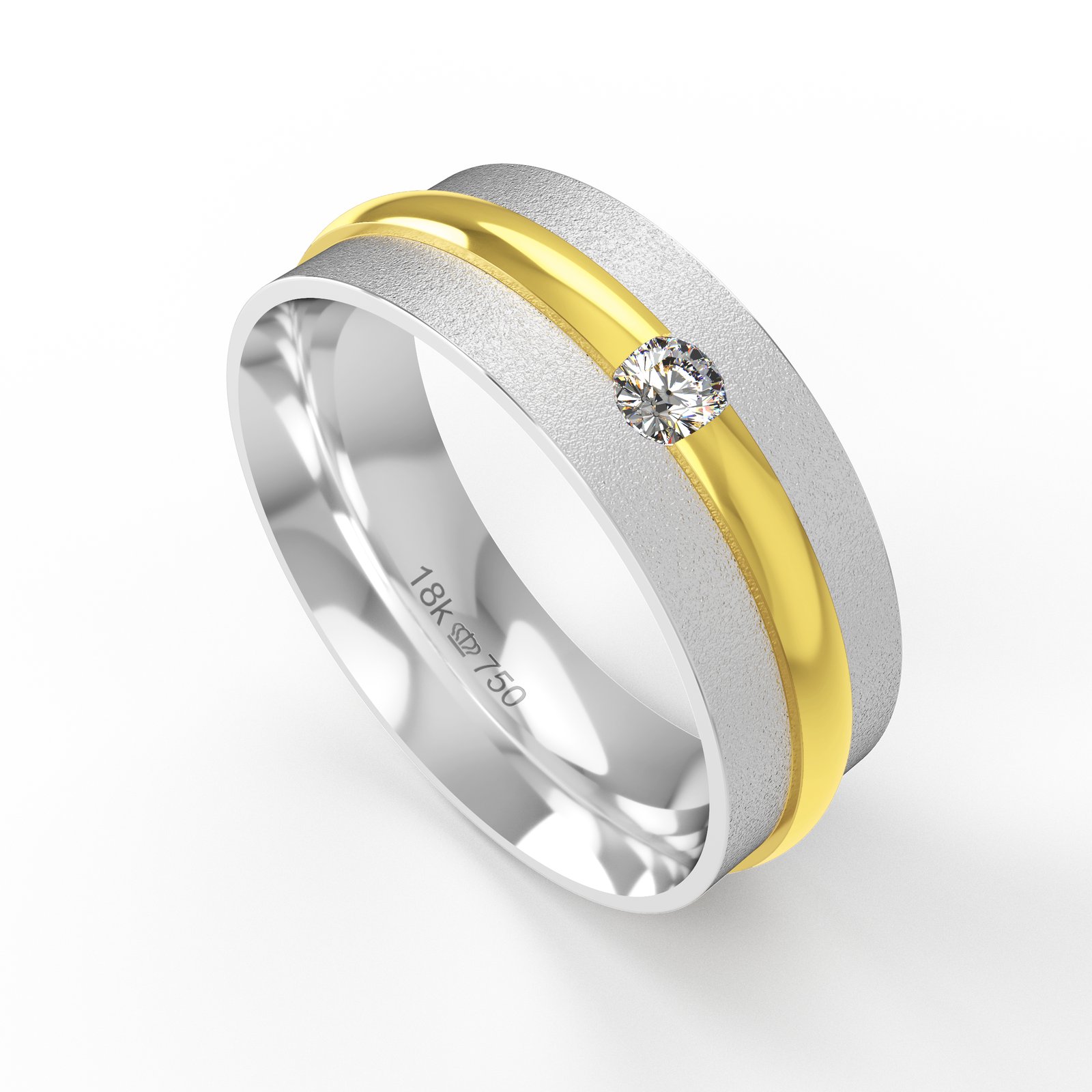Aliança Ouro 18K com 1 Brilhante 7mm C940R