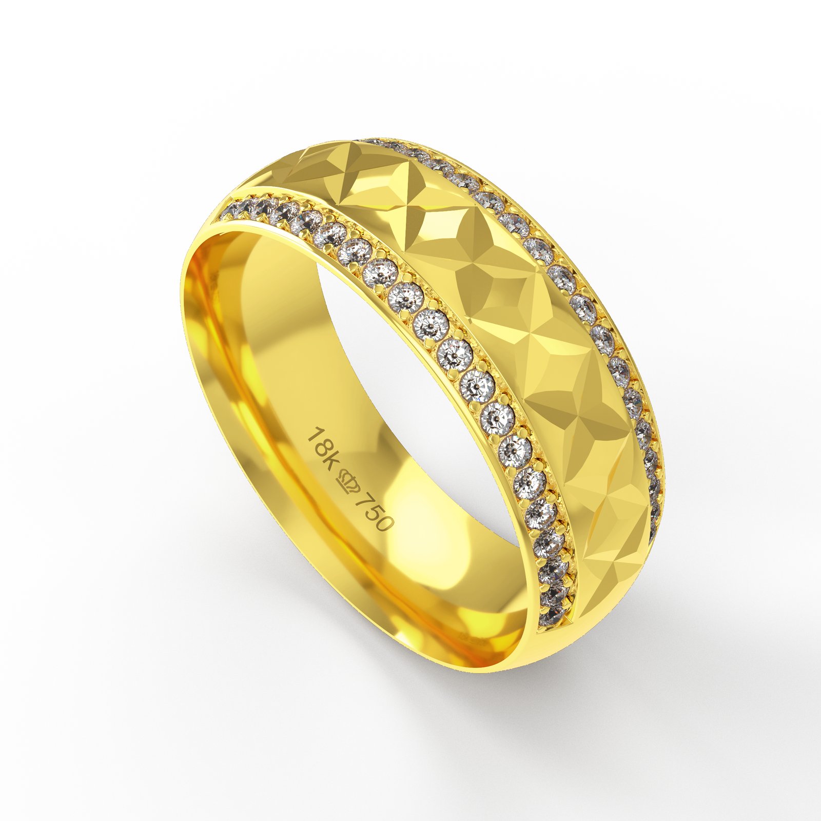 Aliança Ouro 18K com 40 Brilhantes 7mm C943R