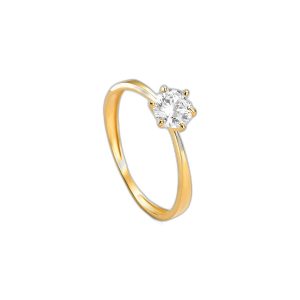 Anel Solitário Ouro 10K Zircônia 6 Garras com 1 Zircônia KAN23