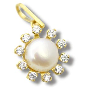 Pingente Flor de Pérola Ouro 18K 6,5mm x 20mm P950
