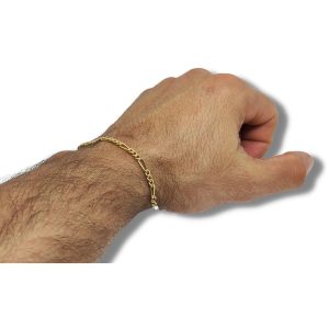 Tornozeleira Ouro 18K Grumet Alternada 3x1 3,68mm C0113