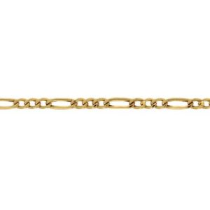 Tornozeleira Ouro 18K Grumet Alternada 3x1 7,25mm C0413